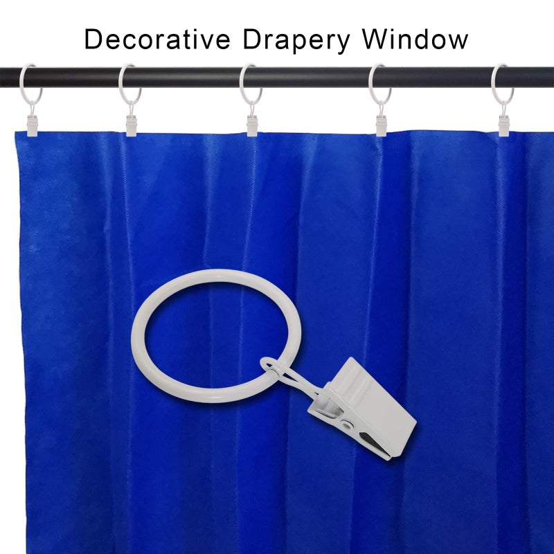 AMZSEVEN 40 Pack Curtain Rings with Clips, Drapery Clips with Rings, Drapes Rings 1.26 in Interior Diameter, Fits up to 1 in Curtain Rod, White - Image 4