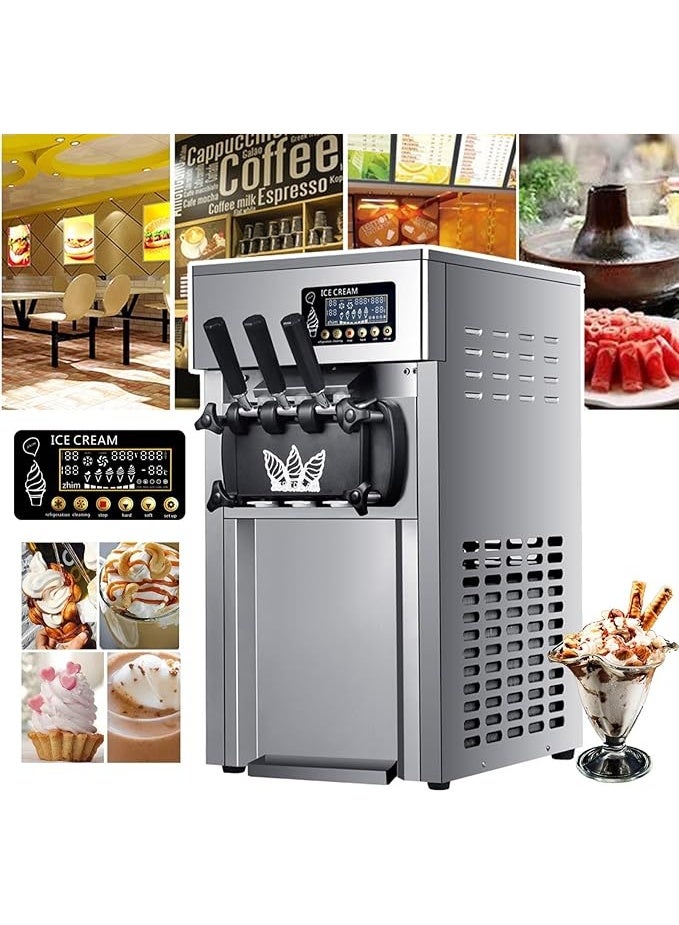 UPink آلة صنع الآيس كريم التجارية 1200 واط، حجم الإنتاج: 16 لتر-18/ساعة، شاشة LCD رقمية لصنع الآيس كريم، تنبيه نقص، آلة صنع الآيس كريم الناعمة على الطاولة للمطاعم وحفلات العائلة - Image 1