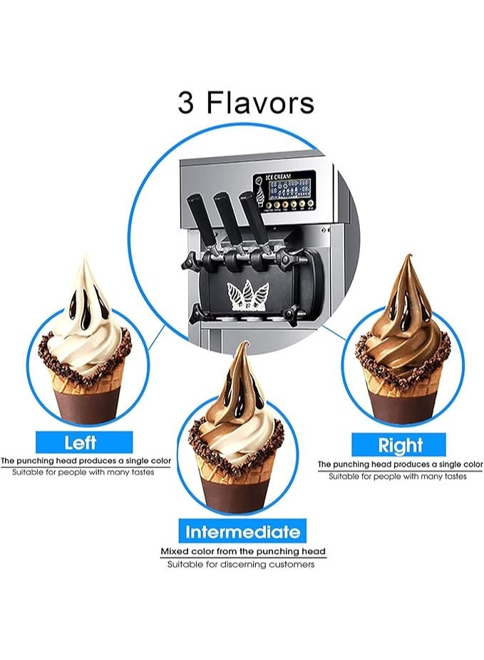 UPink آلة صنع الآيس كريم التجارية 1200 واط، حجم الإنتاج: 16 لتر-18/ساعة، شاشة LCD رقمية لصنع الآيس كريم، تنبيه نقص، آلة صنع الآيس كريم الناعمة على الطاولة للمطاعم وحفلات العائلة - Image 3