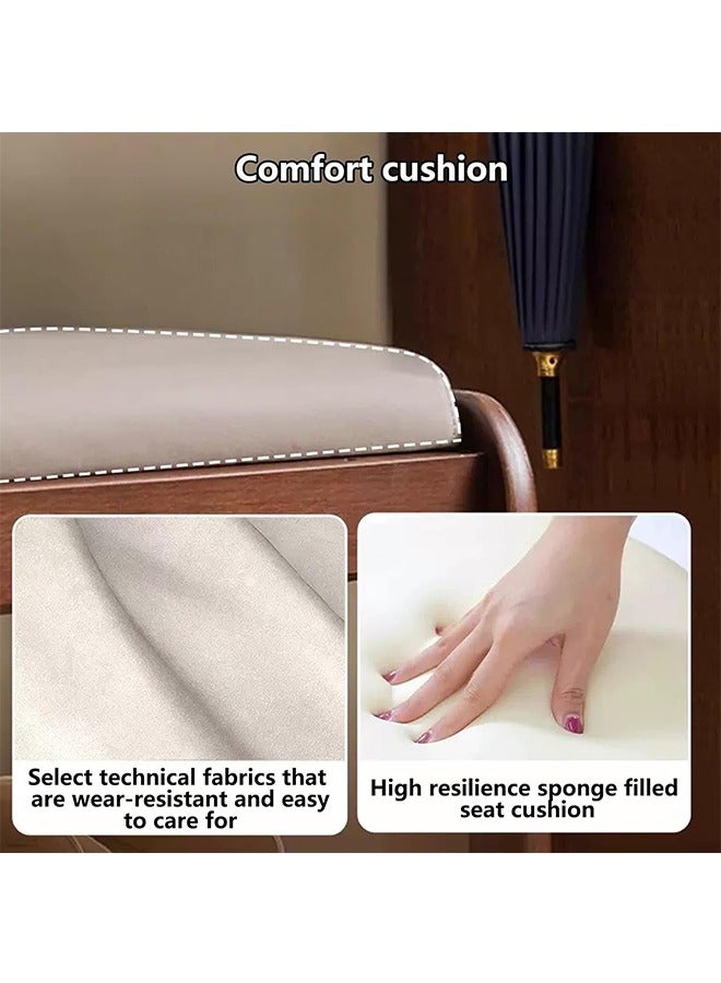 JCB CHIC Wood Shoe Bench, 2 Tier Wooden Entryway Bench, Shoe Storage Bench with Cushion,Modern Shoe Bench Rack, for Entryway Bedroom Living Room Balcony 80×30×42CM - Image 3