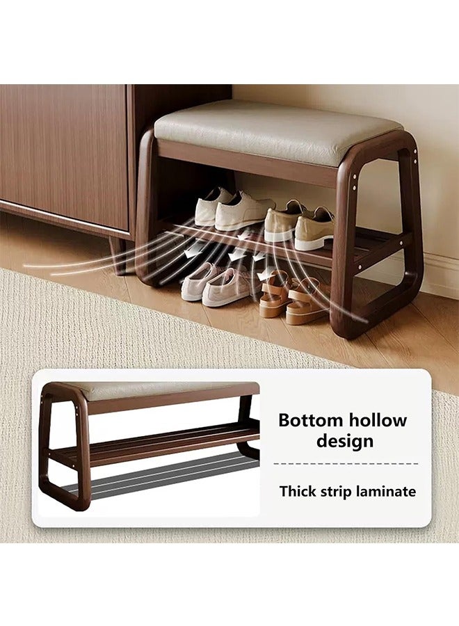 JCB CHIC Wood Shoe Bench, 2 Tier Wooden Entryway Bench, Shoe Storage Bench with Cushion,Modern Shoe Bench Rack, for Entryway Bedroom Living Room Balcony 80×30×42CM - Image 4