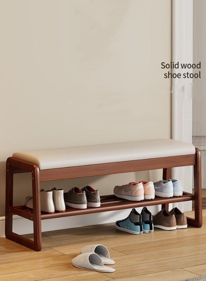 JCB CHIC Wood Shoe Bench, 2 Tier Wooden Entryway Bench, Shoe Storage Bench with Cushion,Modern Shoe Bench Rack, for Entryway Bedroom Living Room Balcony 80×30×42CM - Image 1