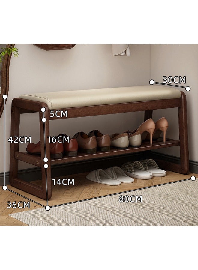 JCB CHIC Wood Shoe Bench, 2 Tier Wooden Entryway Bench, Shoe Storage Bench with Cushion,Modern Shoe Bench Rack, for Entryway Bedroom Living Room Balcony 80×30×42CM - Image 2
