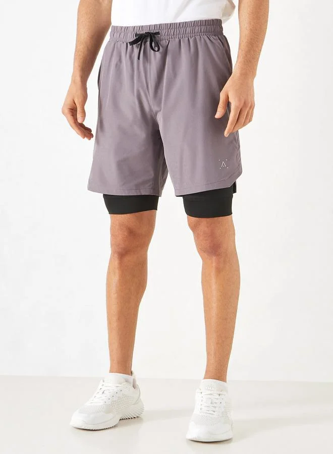 ADOT by Splash Solid Hybrid Shorts with Drawstring Closure and Pockets