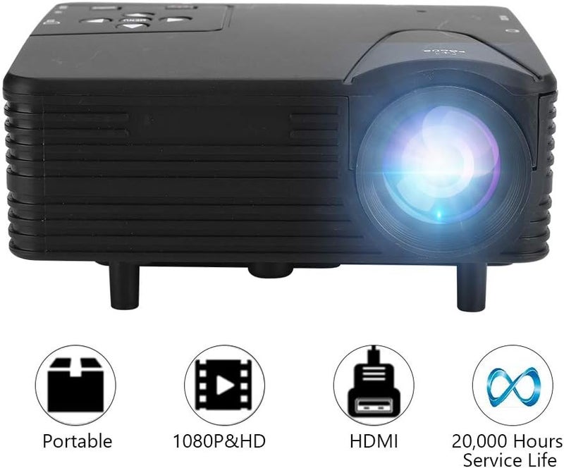 كلاراكو جهاز عرض صغير، جهاز عرض أفلام منزلي محمول، جهاز عرض فيديو عالي الدقة بتقنية LED بنسبة عرض إلى ارتفاع 16:9 مع جهاز تحكم عن بعد، مزود بمدخل VGA/DC/فتحة لبطاقة الذاكرة، مناسب للاستخدام الداخلي والخارجي في المسرح المنزلي والألعاب - Image 2