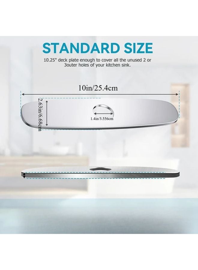 Chrome 304 Stainless Steel Single Hole Faucet Cover Plate 10 Inch Modern Bathroom Sink Deck - Image 3