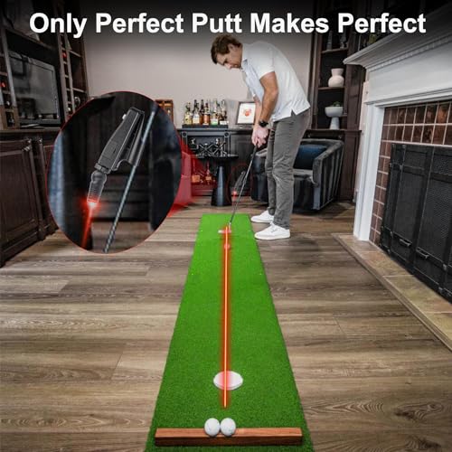 PUTTLAZR Indoor Golf Training Aid, Putting Trainer for Perfect Alignment Tool, Red Line Putt Pro, Ideal Gift for Men, Golf Accessories for Men - Image 4