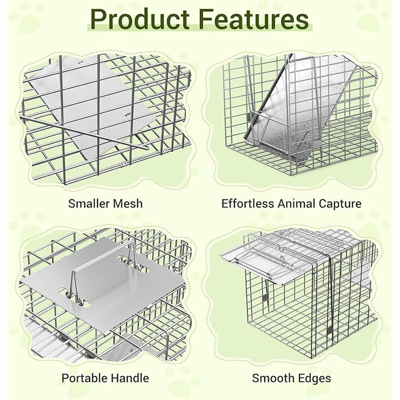 ZENY Live Animal Cage Trap 32 X 12.5 X 12 w/Iron Door Steel Cage Catch Release Humane Rodent Cage for Rabbits, Stray Cat, Squirrel, Rac, Mole, Gopher, Chicken, Opossum, Skunk & Chipmunks - Image 5