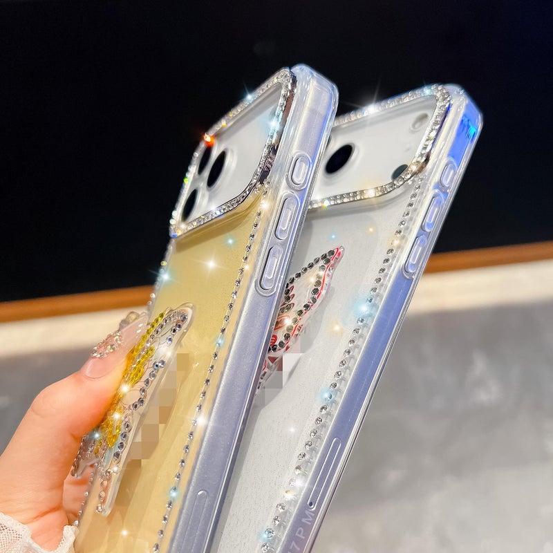 erorex For iPhone 16 Plus Diamond Glitter  Holder Phone Case(Light Green) - Image 5