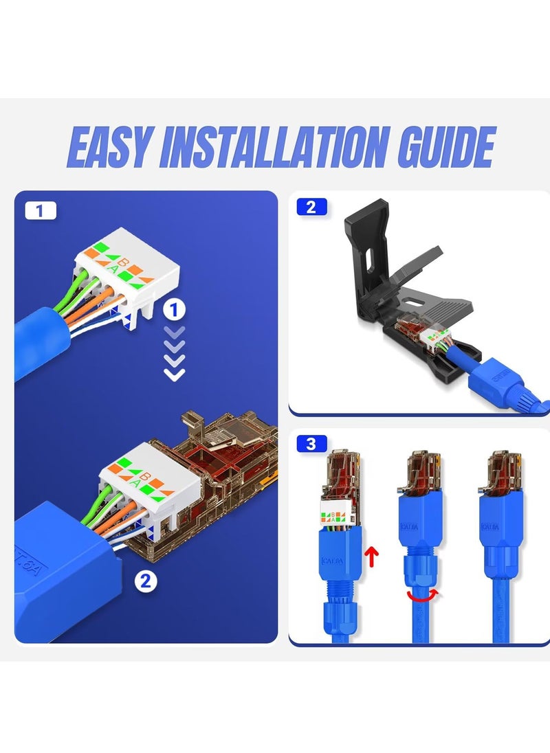 Excefore - RJ45 Connector, 12-Pack Tool-Free CAT6A Field Termination Modular Plug for Cat6A UTP Ethernet Cable for 23 to 26 AWG Network Cable - Image 1