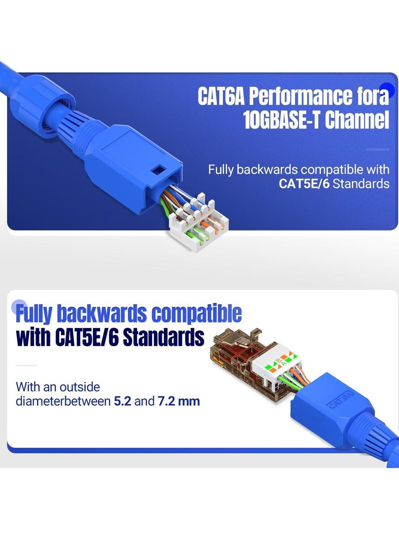 Excefore - RJ45 Connector, 12-Pack Tool-Free CAT6A Field Termination Modular Plug for Cat6A UTP Ethernet Cable for 23 to 26 AWG Network Cable - Image 1