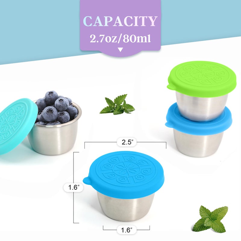 Qukaka 6x2.7 Oz Salad Dressing Container to Go Handy Leakproof Stainless Steel Meal Prep Containers Reusable Sauce Containers for Lunch Box  Picnics  Travel  Office and Kitchen Storage - Image 2