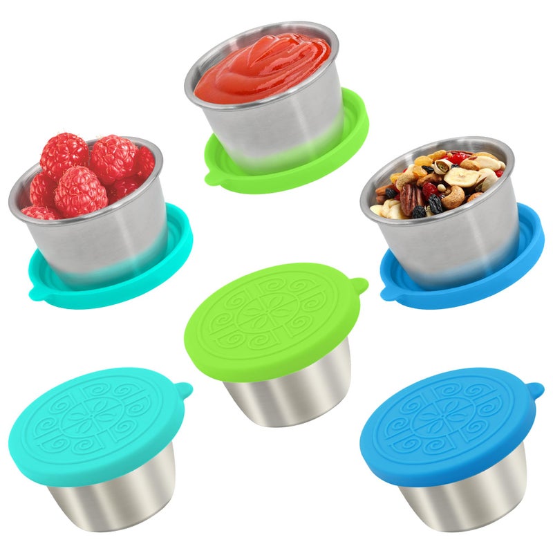 Qukaka 6x2.7 Oz Salad Dressing Container to Go Handy Leakproof Stainless Steel Meal Prep Containers Reusable Sauce Containers for Lunch Box  Picnics  Travel  Office and Kitchen Storage - Image 1