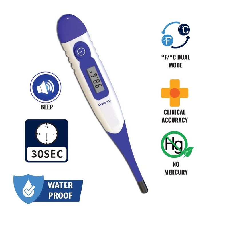 Control D Plastic Waterproof Flexible Tip Digital Thermometer For Adult And Kids (White, Blue) - Image 3