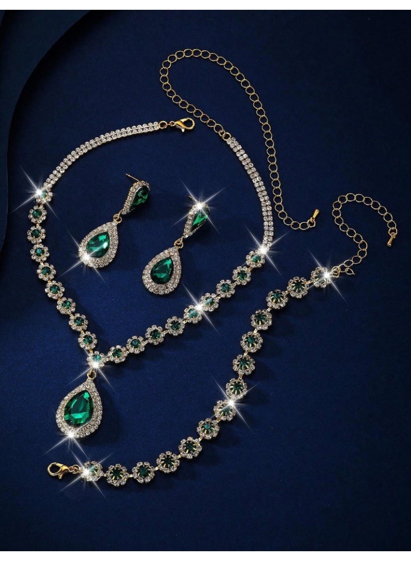 JewelryPalace Amazing Trendy Women's Zirconia Necklace And Earrings And Bracelet  Jewellery Set  - Image 2