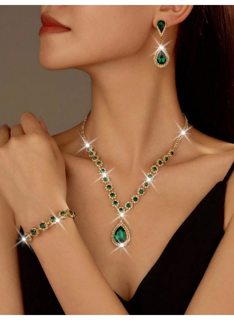 JewelryPalace Amazing Trendy Women's Zirconia Necklace And Earrings And Bracelet  Jewellery Set  - Image 1