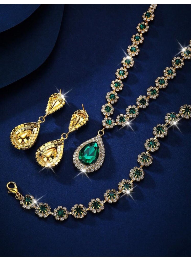 JewelryPalace Amazing Trendy Women's Zirconia Necklace And Earrings And Bracelet  Jewellery Set  - Image 3