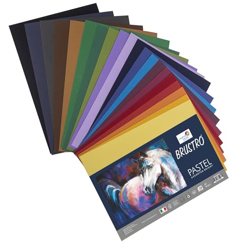 Brustro Artists Pastel Papers | 160 GSM, A4, Assorted Bright Shades | Pack of 20 Sheets | Ideal for Pastels, Colour Pencils, Graphite, Charcoal, Gouache, Ink and Dry Techniques - Image 1