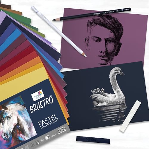Brustro Artists Pastel Papers | 160 GSM, A4, Assorted Bright Shades | Pack of 20 Sheets | Ideal for Pastels, Colour Pencils, Graphite, Charcoal, Gouache, Ink and Dry Techniques - Image 4