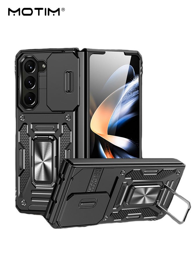 موتيم غطاء حافظة سامسونج جالاكسي زد فولد 5 مع حامل، غطاء خلفي بغطاء خلفي مسند، غطاء حماية مضاد للصدمات ومضاد للخدش حامل حلقة مغناطيسية للسيارة لسامسونج زد فولد 5 - Image 1