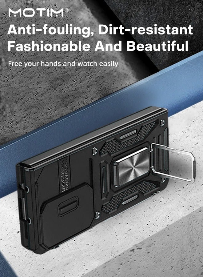 موتيم غطاء حافظة سامسونج جالاكسي زد فولد 5 مع حامل، غطاء خلفي بغطاء خلفي مسند، غطاء حماية مضاد للصدمات ومضاد للخدش حامل حلقة مغناطيسية للسيارة لسامسونج زد فولد 5 - Image 3