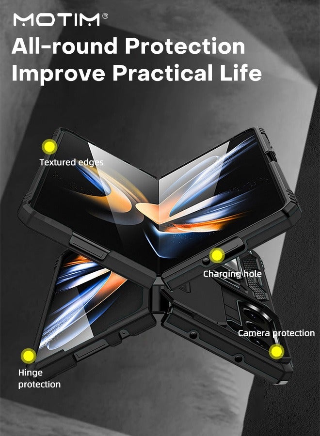 موتيم غطاء حافظة سامسونج جالاكسي زد فولد 5 مع حامل، غطاء خلفي بغطاء خلفي مسند، غطاء حماية مضاد للصدمات ومضاد للخدش حامل حلقة مغناطيسية للسيارة لسامسونج زد فولد 5 - Image 4