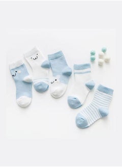 NIBEMINENT Pack Of 5 Print Striped Socks Blue/White  - Image 2