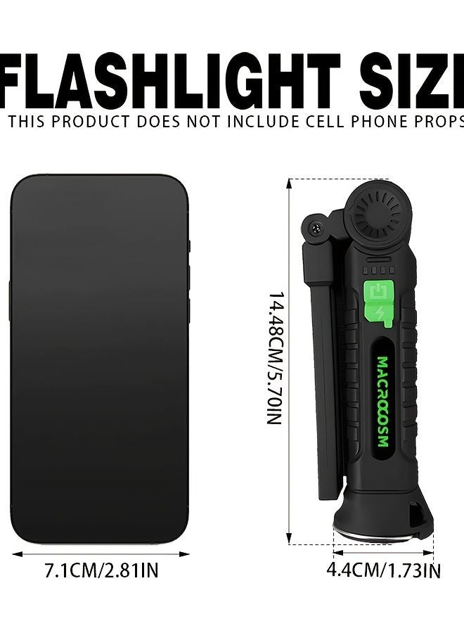 Green LED Flashlight USB Rechargeable Portable Work Lamp With Magnet For Camping Fishing Outdoor Emergency - Image 4