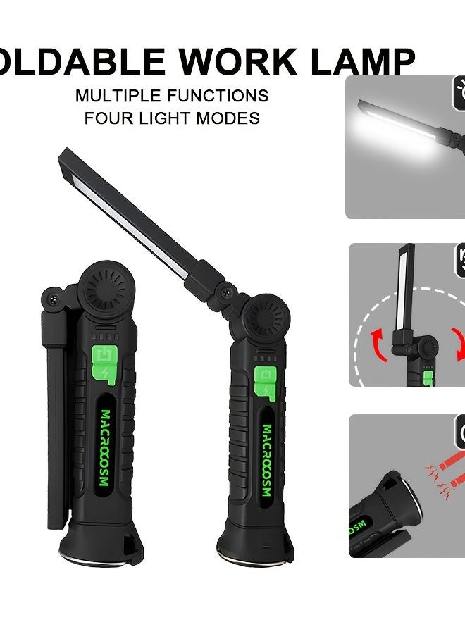 Green LED Flashlight USB Rechargeable Portable Work Lamp With Magnet For Camping Fishing Outdoor Emergency - Image 3