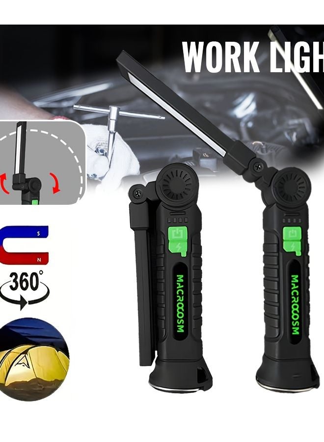 Green LED Flashlight USB Rechargeable Portable Work Lamp With Magnet For Camping Fishing Outdoor Emergency - Image 2