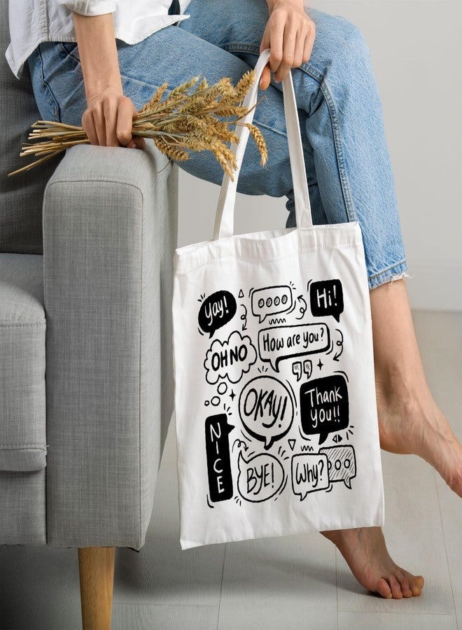 ARTBUG حقيبة تسوق نسائية من ARTBUG مزودة بسحاب، حقيبة قماشية أنيقة مناسبة لطالبات الجامعات والمكتب، أنيقة وقابلة لإعادة الاستخدام - الرسائل - رقم D - 096 - Image 2
