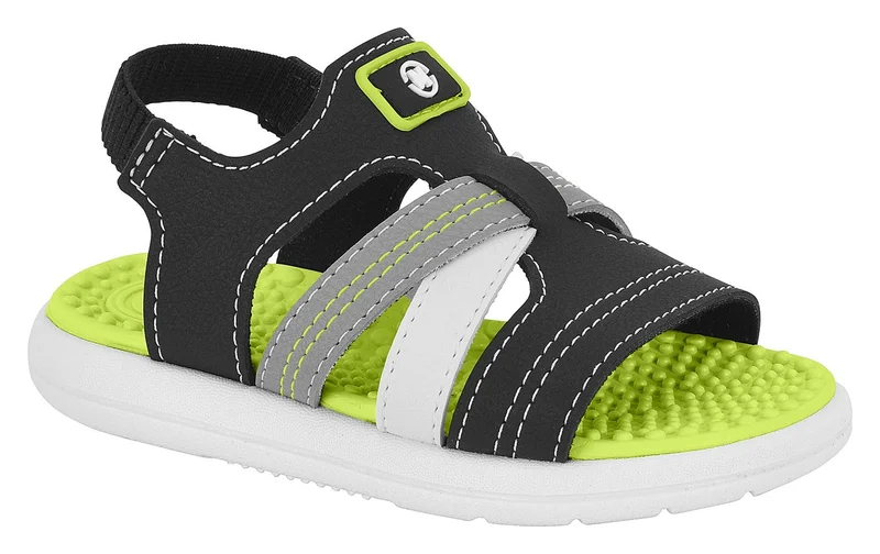 موليكينهو صنادل أطفال أولاد موليكينيو بحزام خلفي أسود | صنع في البرازيل