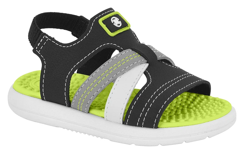 موليكينهو صنادل أطفال أولاد موليكينيو بحزام خلفي أسود | صنع في البرازيل