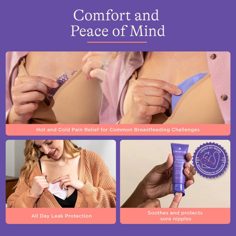 Lansinoh You’ve Got This Breastfeeding Essentials Kit for New Moms, 77-Piece Gift Set with Nursing Pads, Breastmilk Storage Bags, Nipple Cream, Hot & Cold Therapy Packs, and Silicone Breast Pump - Image 3