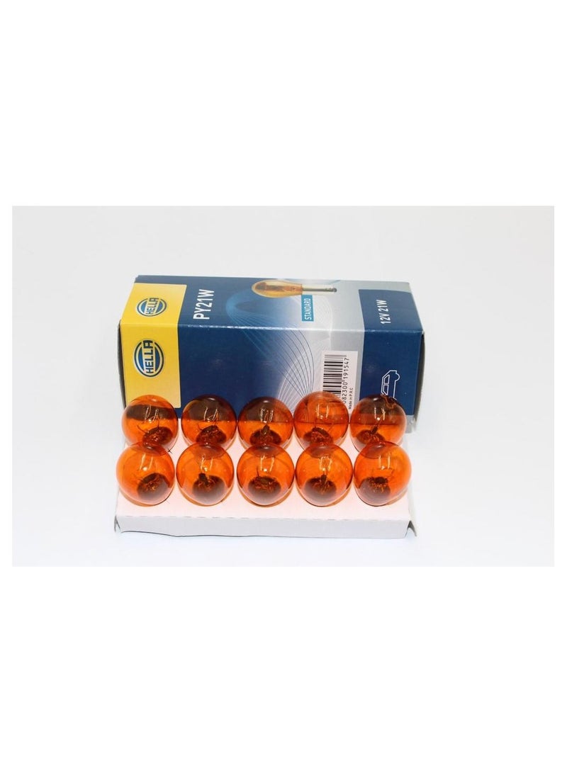 HELLA LIGHT BULB  PY21W 12V (YELLOW) Pack of 10 - Image 3