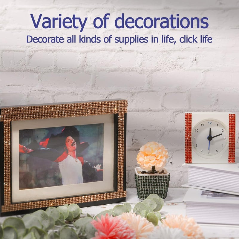 Canlierr 10 Rolls Self Adhesive Rhinestone Strip Bling Ribbon Crystal Diamond Sticker Decorative Red Blue Gold Pink Craft Roll Tape for DIY Shoes Car Phone 04 Inch Wide - Image 5