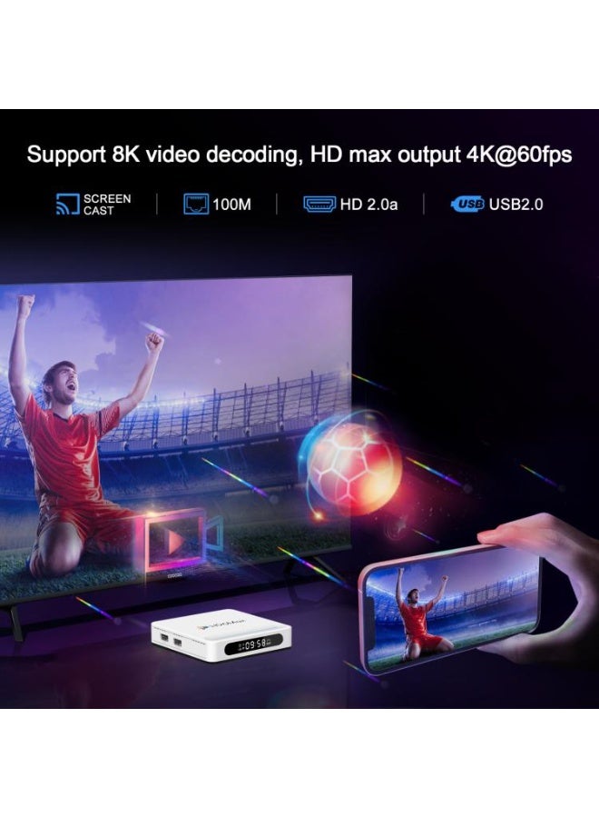 اتش 96 ماكس صندوق تلفاز ذكي H96 Max H618 يعمل بنظام أندرويد 14.0، ذاكرة وصول عشوائي 4 جيجابايت + سعة تخزين داخلية 128 جيجابايت، معالج Allwinner H618 رباعي النواة - Image 3