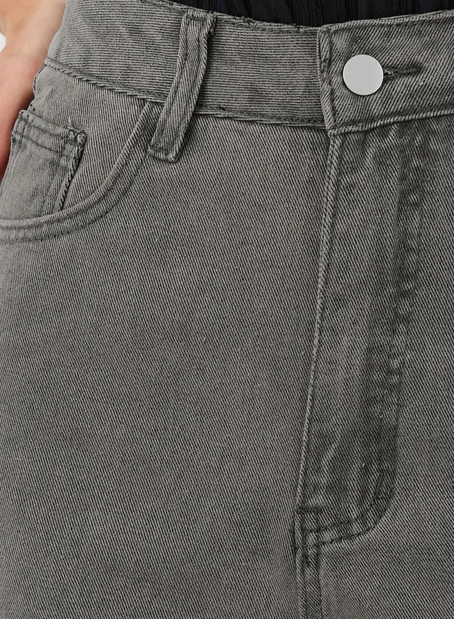 Styli Styli Women Grey Wide Leg Jeans with Side Slit
