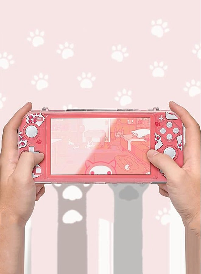 Protective Case for Switch Lite Clear Hard PC Cover Split Design Shockproof Anti Scratch Shell Accessories and Joycon Controller Cute Pink Cat Paw - Image 5