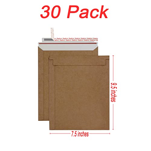 Bonfasvo Rigid Mailers 30 Pack 7.5 x 9.5 inches White Self Seal Stay Flat Bulk Cardboard Kraft No Bend Mailers Peel and Seal for Document Photos Pictures Papers Files CD - Image 2