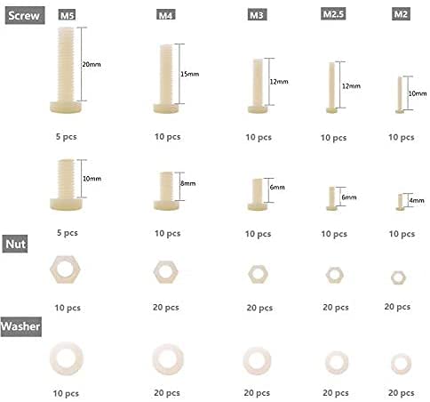 REES52 M2 M25 M3 M4 M5 Total 270pcs Nylon ScrewNutWasher Assortment Kit Come with Plastic Box - Image 2