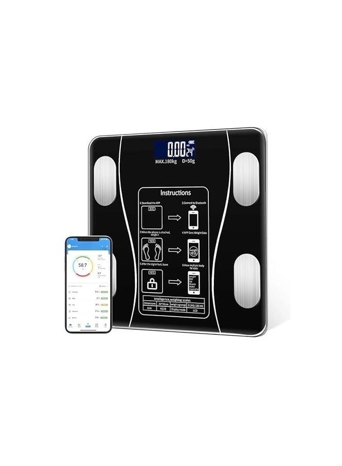 Generic Smart Bluetooth Digital Bathroom Weighing Scale – 180kg Capacity, Body Weight and BMI Monitor, High Precision Sensors, LED Display, Mobile App Sync – Sleek Glass Fitness Scale for Home Use  - Image 1