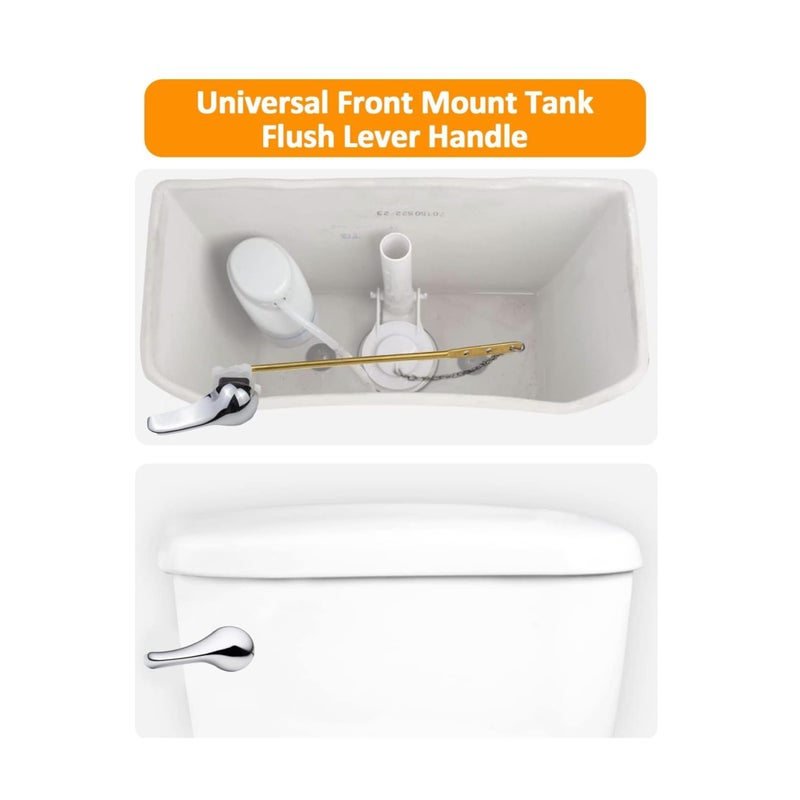 SOLARAE Front Mount Toilet Handle, Toilet Handle Replacement Kit, Universal Toilet Flush Handle, Zinc Alloy Toilet Tank Trip Lever with H2 Brass Arm, Tank Flush Lever Replacement Handle - Image 4