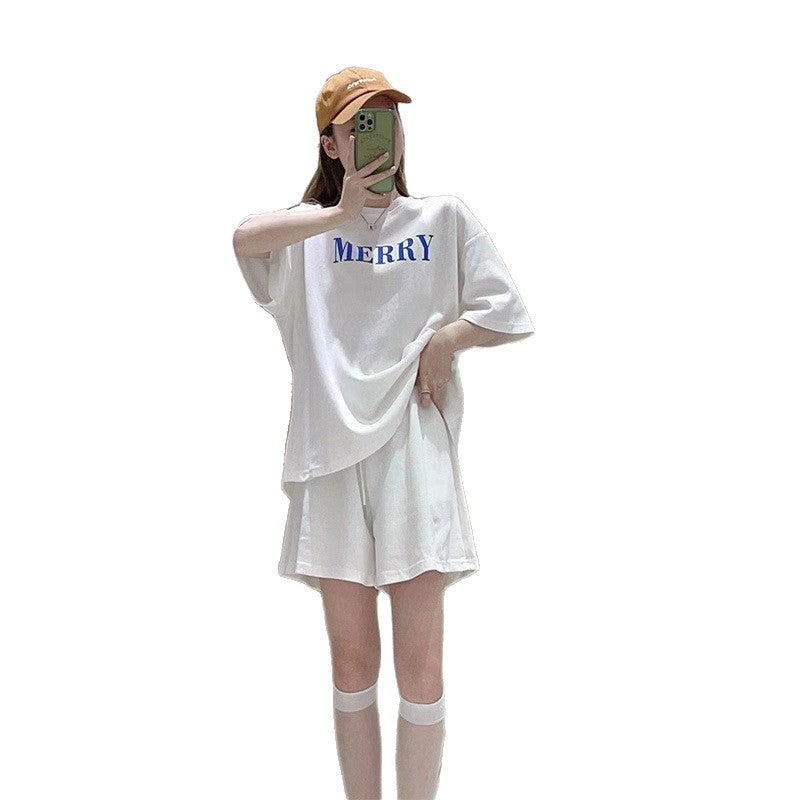 Women's Loose Cotton Tracksuit Set with Letter Print - Image 5