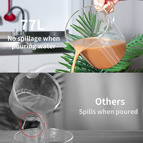 77L Glass Measuring Cup, [Insulated handle, V-Shaped Spout], High Borosilicate Glass Measuring Cup for Kitchen or Restaurant, Easy To Read, 2000 ML (2 Liter, 8 Cup) - Image 2