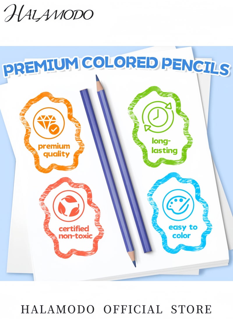 HALAMODO 12-Pack Oil-Soluble Colored Pencils Set with Soft Core for Blending & Sketching Hexagonal Ergonomic Design for Students Artists & Beginners Pre-Sharpened Art Drawing Pencils  - Image 5