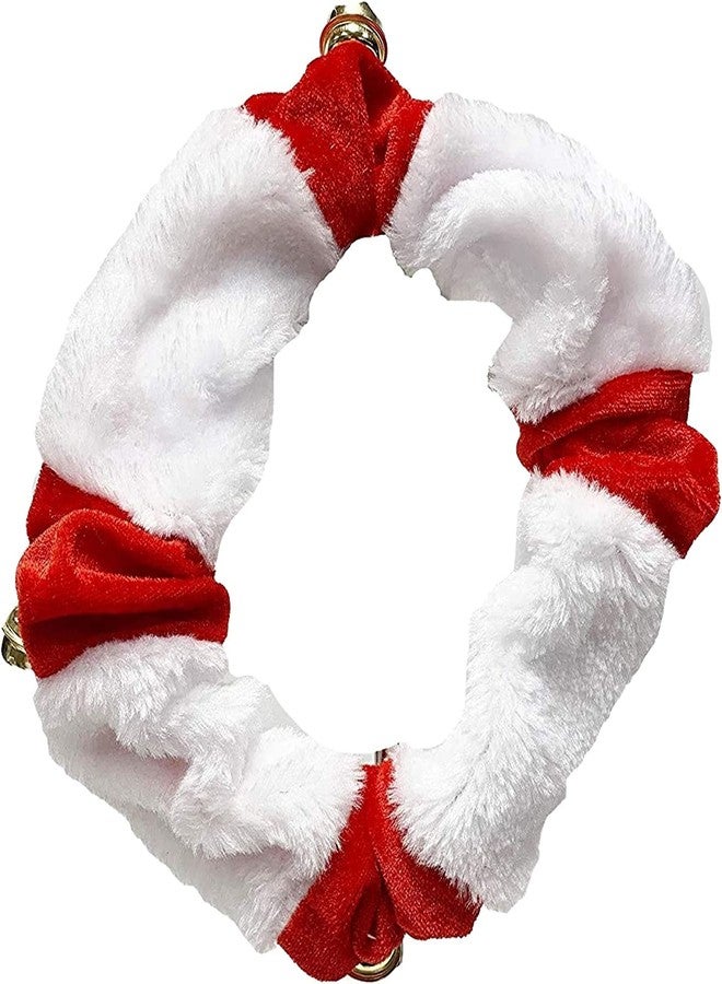 Midlee White/Red Christmas Plush Bell Collar (X-Large)-Jingle Stretchy Dog Accessory - Image 1