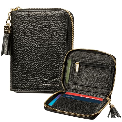 Claasico RFID Small Zipper Wallet for Women, Ladies Genuine Leather Bifold with Coin Zipper Pocket w/Anti-Theft Travel Protection - Image 1