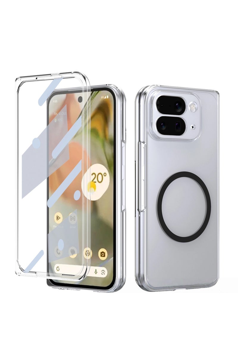 غطاء مناسب لهاتف Google Pixel 10 Pro Fold المغناطيسي - يتميز بشفافية عالية، مقاومة للصدمات، مع حماية مدمجة للشاشة وتغطية كاملة للهاتف.