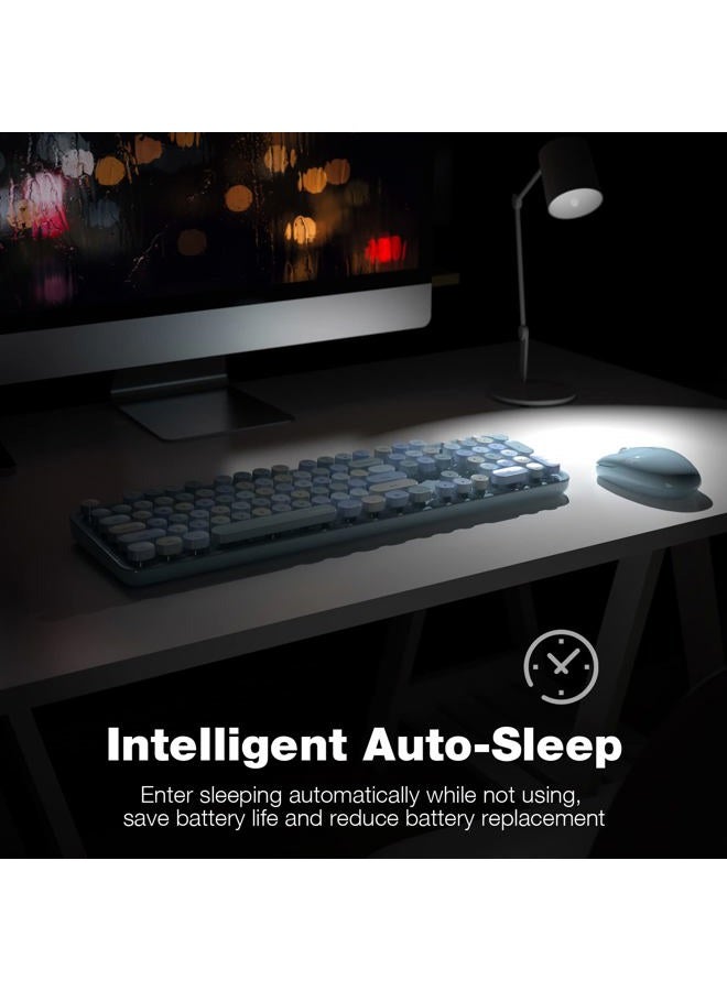MOFii Wireless Keyboard and Mouse Combo 2.4GHz Cute Cordless Keyboard with Colorful Round keycaps Full-Sized Keyboard and Optical Mouse - Image 4
